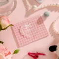 Handgemaakte roze geruite 3D hart wenskaart met Best Wishes tekst voor verjaardagen - Roze en Wit Ruitpatroon (10【三折爱心贺卡】)