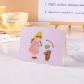 Linda tarjeta de felicitación púrpura con niña y oso y el texto 'my buddy' - Mi Amigo