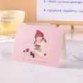 Linda tarjeta de felicitación rosa con niña de dibujos para mensajes DIY y cumpleaños - Niña y Conejo