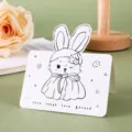 Linda tarjeta de felicitación de conejo de dibujos animados en blanco y negro - Conejo (1)