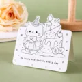 Linda tarjeta de felicitación de gato de dibujos animados en blanco y negro pastel - Gato Cupcake (2)