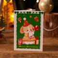Linda tarjeta de Navidad de cachorro de dibujos animados con texto Merry Christmas - Estilo Perro Dibujos Animados (2) / Juego de 10 hojas