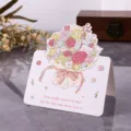 Tarjeta de felicitación de ramo dibujada a mano con diseño de rosas y cita en inglés - Estilo Silvestre