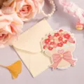 Kreative 3D-Bouquet-Grußkarte mit wunderschönen rosa Blumen und passendem Umschlag - Rosa Blumencluster (Love) / Mit Umschlag