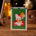 Linda tarjeta de felicitación navideña de perro blanco de dibujos animados para regalos - Estilo Perro Blanco Globo (3) / Juego de 10 hojas
