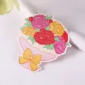Carte de vœux pliante illustrée en forme de bouquet de fleurs avec un ruban jaune - Style Bouquet Irrégulier (1) / Carte Pliable
