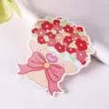 Carte de vœux bouquet de fleurs pliable avec fleurs rouges et un joli nœud rose élégant - Style Bouquet Irrégulier (2) / Carte Pliable