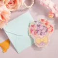 Kreative Blumenstrauß Pop-up Grußkarte mit hellblauem Umschlag für Muttertagsgeschenke - Hortensien-Bouquet / Mit Umschlag
