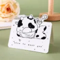 Linda tarjeta de felicitación de vaca animada con texto 'nice to meet you' - Vaca (5)