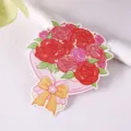 Carte de vœux pliée avec bouquet de roses romantiques et nœud jaune - Style Bouquet Irrégulier (3) / Carte Pliable