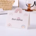 Tarjeta de felicitación minimalista arcoíris dibujos con texto Best Wishes regalo - Estilo arcoíris