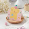 Linda tarjeta de felicitación plegable de elefante rosa para niños y mensajes - Elefante