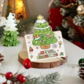 Cute cartoon Christmas tree greeting card with Merry Christmas text for holiday gifts - Style 1