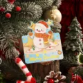 Tarjeta de Navidad festiva con lindo muñeco de nieve y texto Merry Christmas dorado - Muñeco de nieve