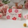 Pequeña tarjeta de felicitación floral con texto 'Thank You' y flores lindas para regalo - Flor Roja (Thank You) / 10 Piezas/Paquete