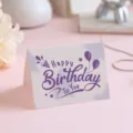 Elegant purple Happy Birthday greeting card with artistic graffiti style design - Style 2