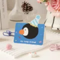 Linda tarjeta de cumpleaños de pingüino azul para niños regalo de recuerdo festivo - Pingüino / Juego de 10 hojas