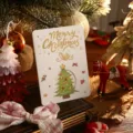 Elegant hollow-out gold stamping Christmas greeting card with festive tree illustration - Christmas Tree