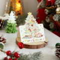 Festive cartoon Christmas tree greeting card for holiday gift messages and warm wishes - Style 2