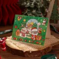 Festliche Weihnachtskarte zum Klappen mit Zeichentrick-Weihnachtsmann und Schneemann-Motiv - Weihnachtsmann Schneemann Stil (3)