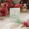 Elegante tarjeta de San Valentín minimalista con degradado verde e ilustración rosa - Estilo Happy I'll Always Love You (3)