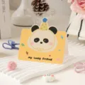 Linda tarjeta de felicitación de cumpleaños de panda con texto My Lucky Friend amarillo - Panda / Juego de 10 hojas
