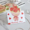 Hand-drawn rose bouquet greeting card with romantic hearts for Valentine's Day celebrations - Romantic Rose Summer Floral Bouquet Card