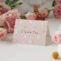 Elegante tarjeta de felicitación floral rosa con mensaje 'I Love You' para cumpleaños y regalos - Te Amo / 10 Piezas/Paquete