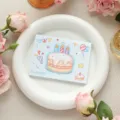Tarjeta de cumpleaños desplegable 3D azul claro con ilustración de pastel para regalos DIY creativos - Pastel de cumpleaños