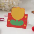 Linda tarjeta de felicitación roja 3D con forma de tulipán para mensajes y notas - Tulipán [Tarjeta de Dibujos Animados]