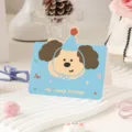 Linda tarjeta de cumpleaños con perro azul y el texto My Lucky Friend para niños - Perro / Juego de 10 hojas