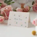 Simple small floral greeting card featuring Miss You text and yellow tulip pattern - Miss You Style / 10 Pieces/Pack
