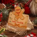 Vintage 3D gingerbread man cartoon Christmas greeting card for holiday gift decor - Christmas Gingerbread Man