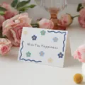 Minimalist floral folded greeting card with 'Wish You Happiness' message for gifts - Wish You Happiness Style / 10 Pieces/Pack