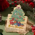 Festive Christmas tree greeting card with gold foil Merry Christmas text for gift giving - Christmas Tree Style 6