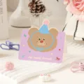 Süße lila Cartoon Bär Geburtstagskarte für Kinder Geschenknachricht kleine Karte - Teddybär / 10 Blatt Set