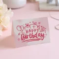 Happy Birthday greeting card featuring red hand-drawn graffiti style on white paper - Style 8