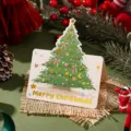 Christmas tree shaped greeting card with Merry Christmas gold foil text decoration - Christmas Tree Style 7