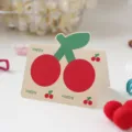 Bonita tarjeta de mensaje plegable de cereza para cumpleaños de niños y regalos. - Cereza [Tarjeta de Dibujos Animados]
