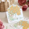 Elegante tarjeta de agradecimiento con tulipanes amarillos para el día de la madre - Estilo Tulipán