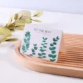 Detail of minimalist greeting card with green leaf pattern and All The Best text - All The Best Style / 10 Sheets Set