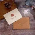 Juego de tarjetas de felicitación vintage de papel kraft con manzana y Best Wishes - Estilo Manzana / Juego Individual (Incluye Sobre y Pegatina)