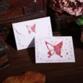 Vintage trifold greeting card with red rose butterfly design and matching envelope - Butterfly Rose Style (1213)