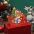 Tarjeta de felicitación navideña vintage con hombre de jengibre y diseño de árbol - Estilo Hombre de Jengibre de Navidad