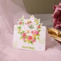 Cute cartoon greeting card with rose wreath and Good Time message for special gifts - Little Angel's Blessing