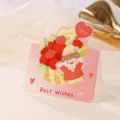 Adorable tarjeta de felicitación rosa con flores, texto Best Wishes e ilustración infantil - Rosa / Juego de 10 hojas