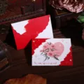 Vintage style floral greeting card with rose bouquet design and red envelope set - My World Style (1213)