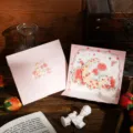 Romantische 3D Pop-up Grußkarte mit Rose und Mond inklusive rosa Briefumschlag - Mondscheinrose (1321) / Unabhängige Verpackung Mit Goldprägung Umschlag