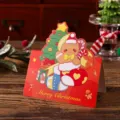 Retro Christmas greeting card with cute gingerbread man and tree for gift message - Christmas Gingerbread Man