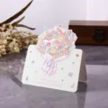 Handgetekende wenskaart met bloemboeket, tulpen en kersenbloesem sentiment tekst - Tulpenstijl